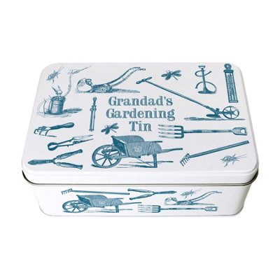 Purely Home Grandads Gardening TinRectangular Metal Vintage Garden Tool/seed Storage Box Gifts For Fathers Day from B&Q
