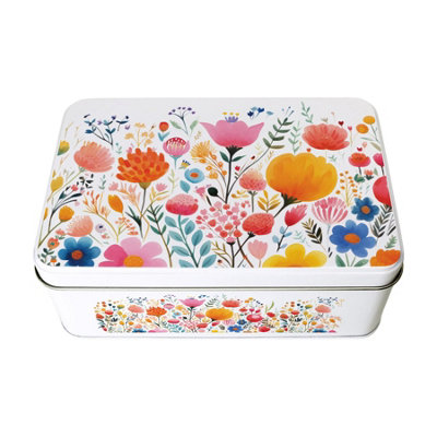 Purely Home Bright Floral Rectangular TinMetal Storage Container For Home/baking Gifts For Her 195 X 125 X 75mm from B&Q
