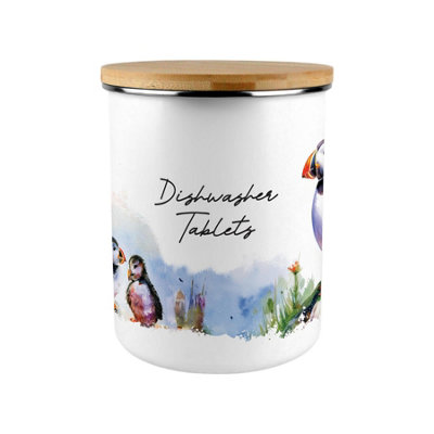Purely Home Puffins Dishwasher Tablets Storage Tin from B&Q