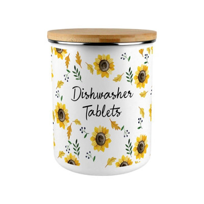 Purely Home Sunflowers Dishwasher Tablets Storage Tin from B&Q