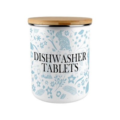 Purely Home Blue Wild Rabbits Dishwasher Tablets Storage Tin from B&Q