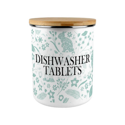 Purely Home Green Wild Rabbits Dishwasher Tablets Storage Tin from B&Q