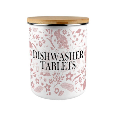 Purely Home Pink Wild Rabbits Dishwasher Tablets Storage Tin from B&Q
