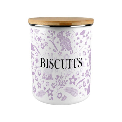 Purely Home Lilac Wild Rabbits Extra Large Biscuit Tin from B&Q