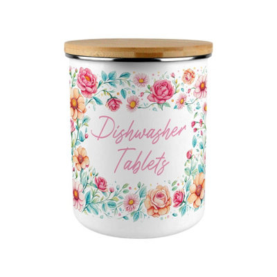 B&Q -  Pink Roses Dishwasher Tablets Storage Tin