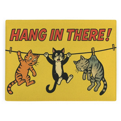 Purely Home Retro Cats Large Smooth Glass Worktop SaverKitchen Chopping Board from B&Q