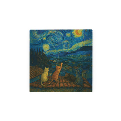 Purely Home Van Gogh Starry Night Cats Glass Hot Pot StandHeat Resistant Non-Slip Trivet from B&Q