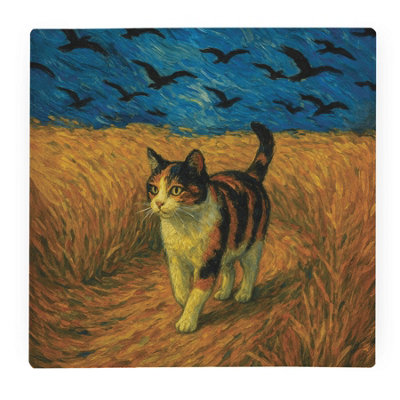 Purely Home Van Gogh Wheatfields Calico Cat Large Square Worktop ProtectorSmooth Glass Chopping Board from B&Q