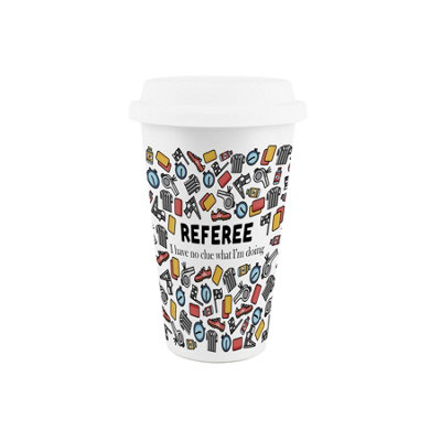 Purely Home Referee Novelty Ceramic Travel MugGifts For Sports RefereesReusable Silicone Lid Double-Walled Insulated Drinks Flask Cup from B&Q
