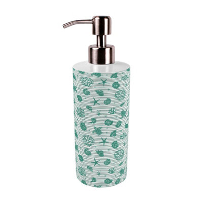 Purely Home Striped Seashells Stainless Steel Soap Dispenser - Turquoise Pump Action Refillable Bathroom & Kitchen Décor from B&Q