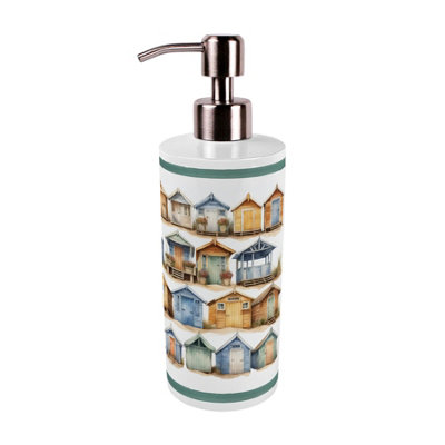 Purely Home Beach Huts Stainless Steel Soap Dispenser - Pump Action Refillable Bathroom & Kitchen Décor from B&Q