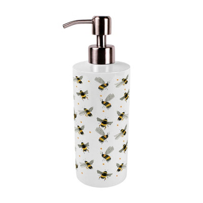 Purely Home Scattered Bees Stainless Steel Soap Dispenser - Pump Action Refillable Bathroom & Kitchen Décor from B&Q