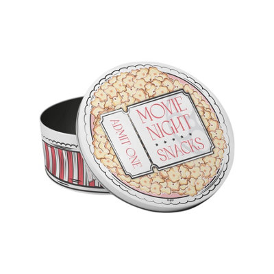 Movie Snacks Tin - Cinema & Film Popcorn Gifts - Retro Small Round Container - Image 3