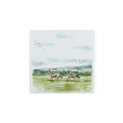 Purely Home Wild Horses Glass Hot Pot StandHeat Resistant Non-Slip Trivet from B&Q