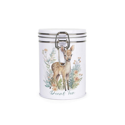 Purely Home Floral Deer Clip-Lid Kitchen Storage Canister - Decaf Tea - Image 4