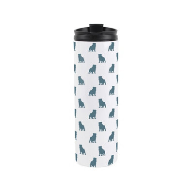 Purely Home Bulldog Travel FlaskBlue Silhouettes Reusable 500Ml Stainless-Steel Tumbler Gifts For Dog Lovers from B&Q