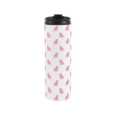 Purely Home Bulldog Travel FlaskPink Silhouettes Reusable 500Ml Stainless-Steel Tumbler Gifts For Dog Lovers from B&Q