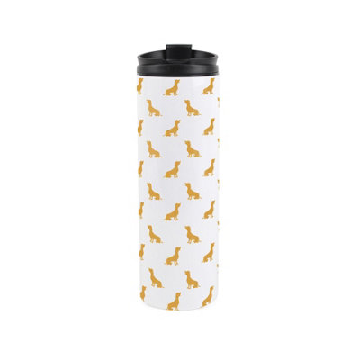 Purely Home Dachshund Travel FlaskYellow Silhouettes Reusable 500Ml Stainless-Steel Tumbler Gifts For Dog Lovers from B&Q