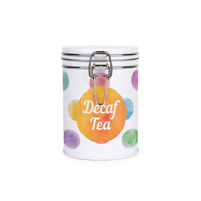 Purely Home Colourful Polka Dots Clip-Lid Kitchen Storage Canister - Decaf Tea - Image 3