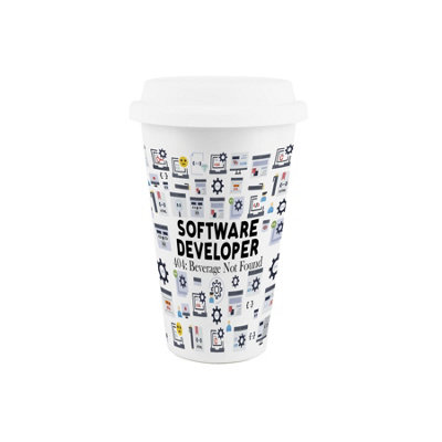 Purely Home Software Developer Ceramic Travel Mug GiftReusable Silicone Lid Double-Walled Insulated Drinks Flask Cup from B&Q