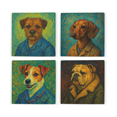 Purely Home Van Gogh Dogs Ceramic Coaster SetPortrait Gifts For Dogs LoversSquare Drinks Coasters 4 Pack from B&Q