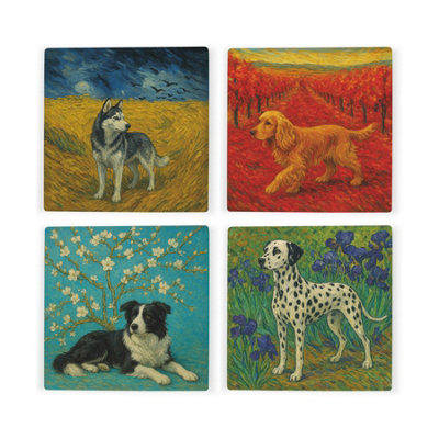 Purely Home Van Gogh Dogs Ceramic Coaster SetLandscape Gifts For Dogs LoversSquare Drinks Coasters 4 Pack from B&Q