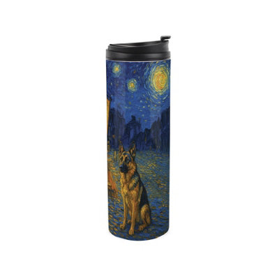 Purely Home Van Gogh German Shepherd Travel FlaskArtwork Inspired Reusable 500Ml Stainless Steel Flask Mug Gift For Dog Lovers from B&Q