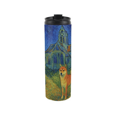 Purely Home Van Gogh Shiba Inu Travel FlaskArtwork Inspired Reusable 500Ml Stainless Steel Flask Mug Gift For Dog Lovers from B&Q