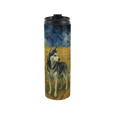 Purely Home Van Gogh Husky Travel FlaskArtwork Inspired Reusable 500Ml Stainless Steel Flask Mug Gift For Dog Lovers from B&Q