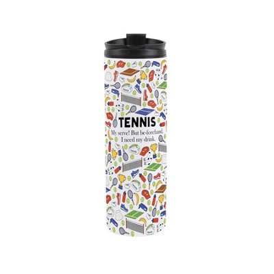 Purely Home Novelty Tennis Travel FlaskSport Print Reusable 500Ml Stainless Steel Flask Mug Gift from B&Q