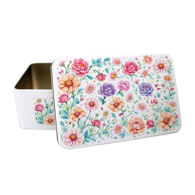 Purely Home Floral Roses Storage TinMetal Storage Container For Home/baking Gifts For Her 195 X 125 X 75mm from B&Q