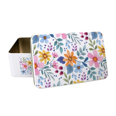 Purely Home Colourful Floral Storage TinMetal Storage Container For Home/baking Gifts For Her 195 X 125 X 75mm from B&Q