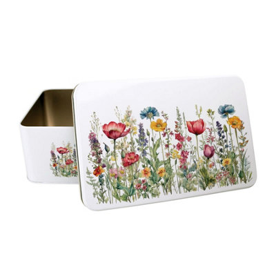 Purely Home Wildflowers Storage TinMetal Storage Container For Home/baking Gifts For Her 195 X 125 X 75mm from B&Q