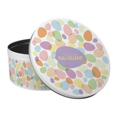 Purely Home Novelty Easter Cake TinEgg-Cellent Easter Egg GiftsLarge Round Metal Kitchen Storage Container 23 X 10Cm from B&Q