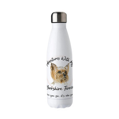 B&Q -  Adventures With My Yorkshire Terrier Metal Water BottleDouble Walled 500Ml Hot/cold Drinks Bottle Outdoor Dog Gifts