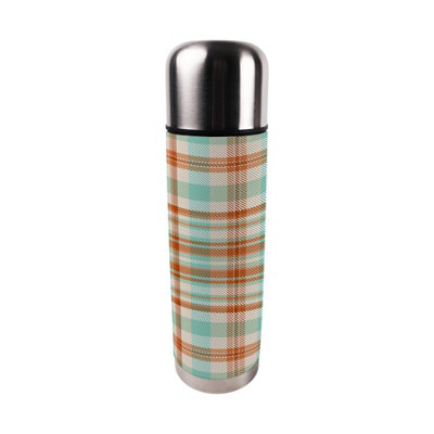 Purely Home Blue & Orange Tartan Large Reusable Thermal Flask from B&Q