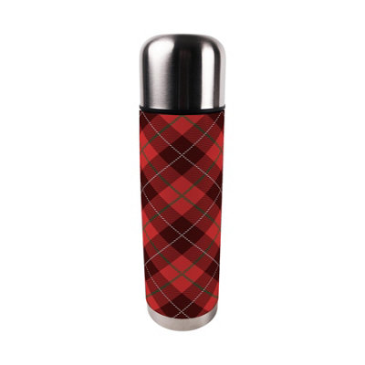 Purely Home Red & Black Tartan Large Reusable Thermal Flask from B&Q