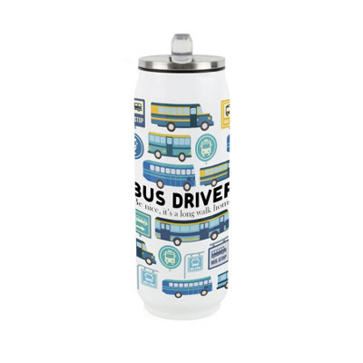 Purely Home Novelty Bus Driver Large Drinking Can Flask With Straw - Multi - Image 3