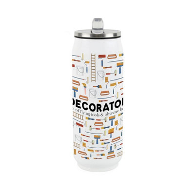 Purely Home Novelty Decorator Large Drinking Can Flask With Straw from B&Q