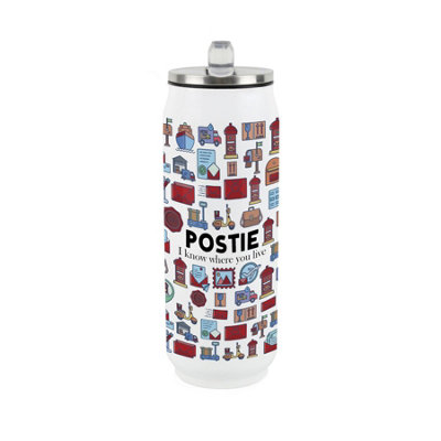 Purely Home Novelty Postie Large Drinking Can Flask With Straw from B&Q