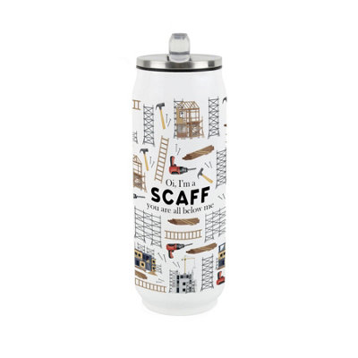 Purely Home Novelty Scaffolder Large Drinking Can Flask With Straw from B&Q