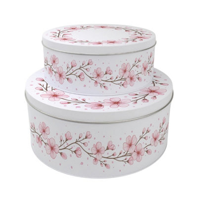Cherry Blossom Round Cake Tin Set - Floral Bakeware Storage Gifts for Her - Image 3