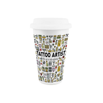 Purely Home Tattoo Artist Ceramic Travel MugReusable Silicone Lid Insulated Drinks Flask Cup Gifts