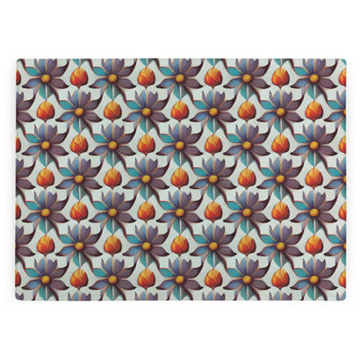 B&Q -  Purple Floral Tile Large Smooth Glass Worktop ProtectorKitchen Chopping Board
