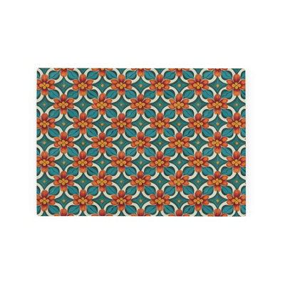 B&Q -  Orange Floral Tile Smooth Glass Worktop SaverSmall Chopping Board