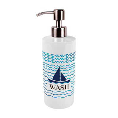 Purely Home Sailing Boats Stainless Steel Soap Dispenser - Pump Action Refillable Bathroom & Kitchen Décor from B&Q