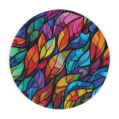 Purely Home Stained Glass Pattern Round Worktop ProtectorTextured Glass Chopping Board from B&Q