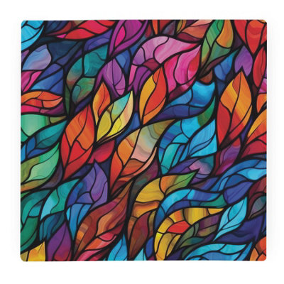 Purely Home Stained Glass Pattern Large Square Worktop Protector - Smooth Glass Chopping Board - Blue - Image 3