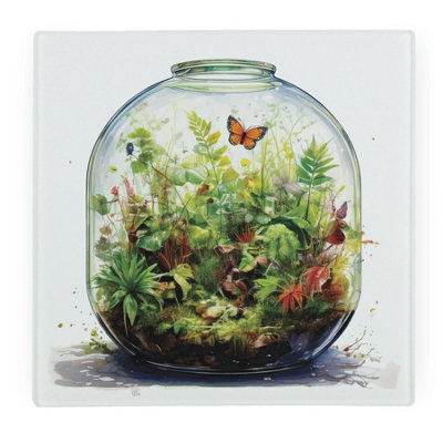 Purely Home Plant Terrarium Large Square Worktop ProtectorSmooth Glass Chopping Board from B&Q