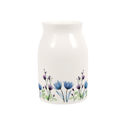 Purely Home Blue & Purple Flowers Small Porcelain Vase from B&Q